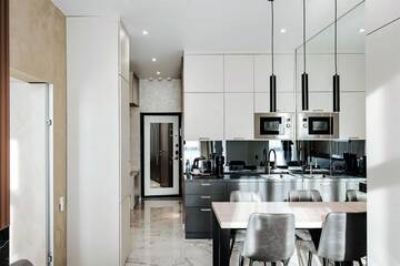 Фото номера Апартаменты Luxe (2 спальни) 1 этаж, без балкона Апарт-отели Апарт-отель МЕТРОПОЛЬ г. Сочи 9