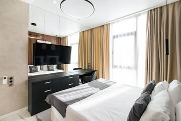 Фото номера Апартаменты Luxe (2 спальни) 1 этаж, без балкона Апарт-отели Апарт-отель МЕТРОПОЛЬ г. Сочи 7