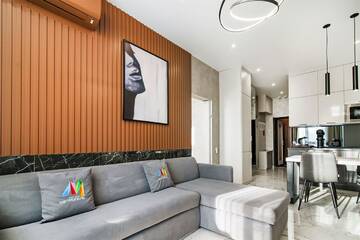Фото номера Апартаменты Luxe (2 спальни) 1 этаж, без балкона Апарт-отели Апарт-отель МЕТРОПОЛЬ г. Сочи 2